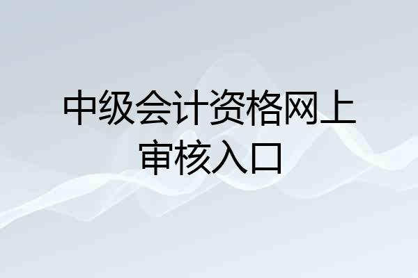中级会计资格网上审核入口