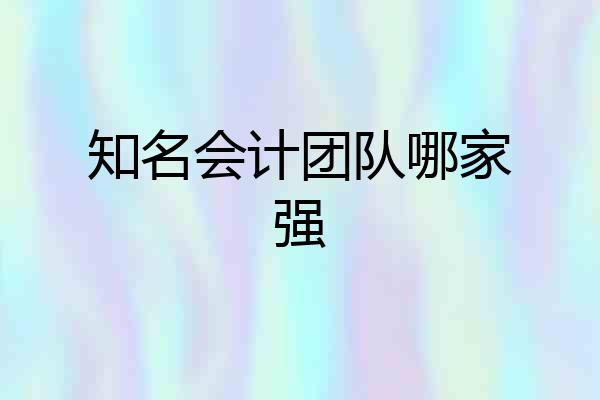 知名会计团队哪家强