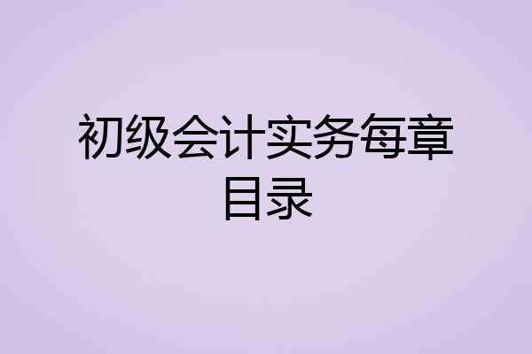 初级会计实务每章目录