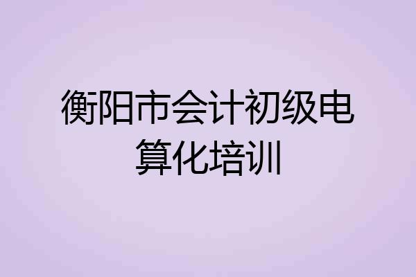 衡阳市会计初级电算化培训