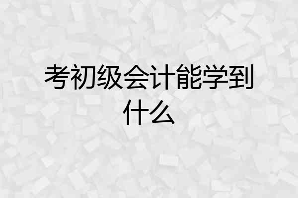 考初级会计能学到什么