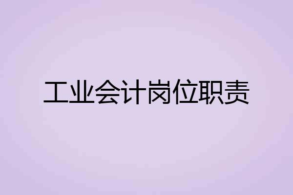 工业会计岗位职责