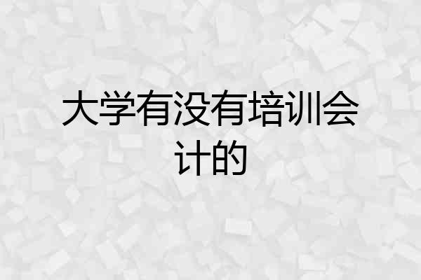 大学有没有培训会计的
