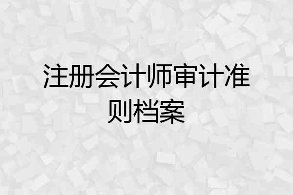 注册会计师审计准则档案