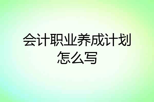 会计职业养成计划怎么写