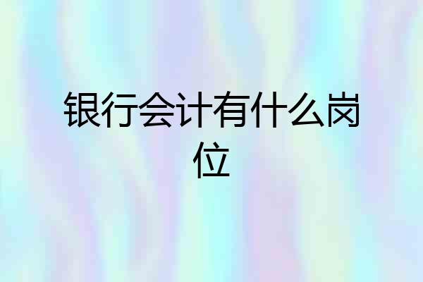 银行会计有什么岗位