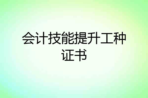会计技能提升工种证书