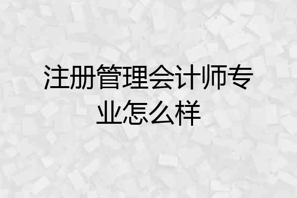 注册管理会计师专业怎么样