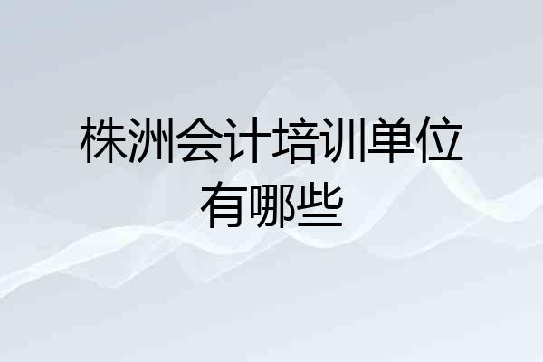 株洲会计培训单位有哪些