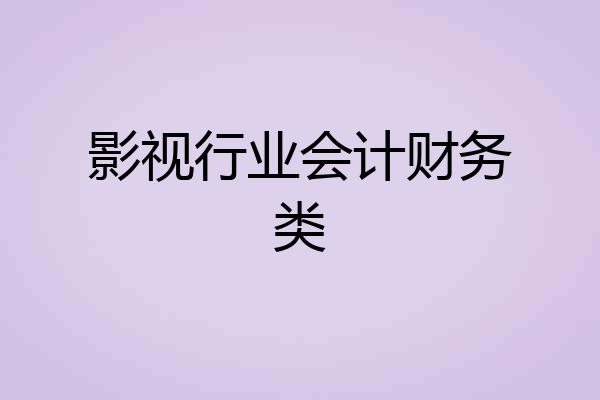 影视行业会计财务类