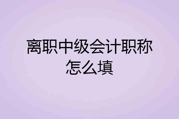 离职中级会计职称怎么填