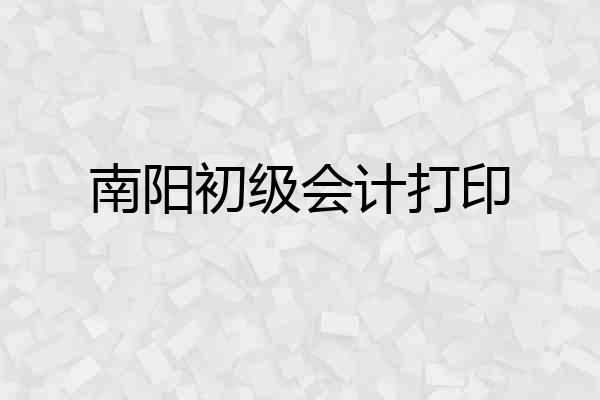 南阳初级会计打印