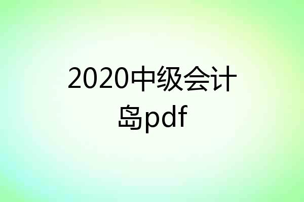 2020中级会计岛pdf