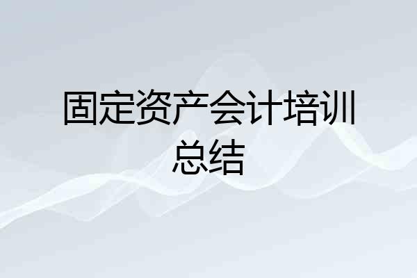 固定资产会计培训总结