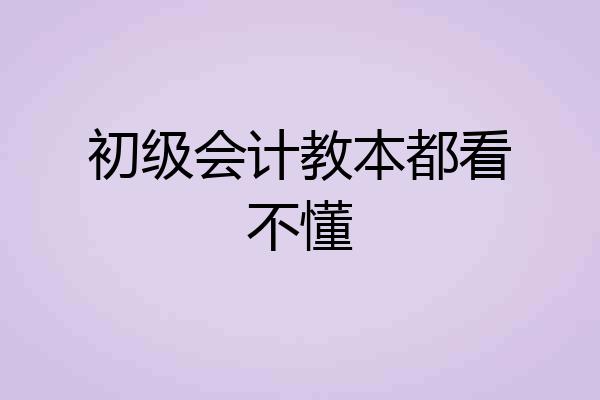 初级会计教本都看不懂