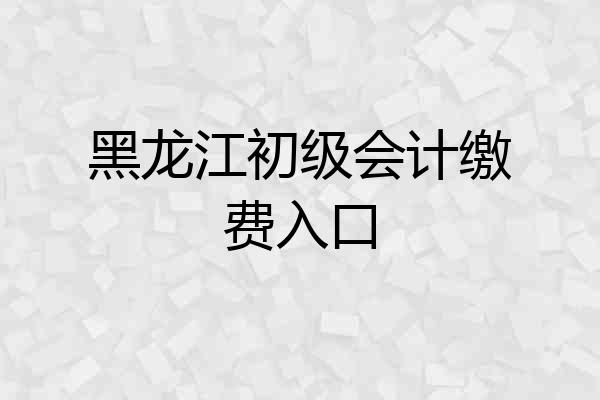 黑龙江初级会计缴费入口