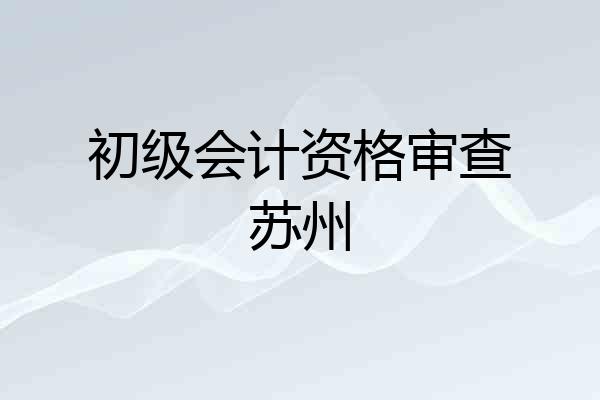 初级会计资格审查苏州