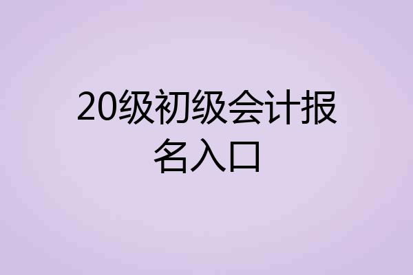 20级初级会计报名入口