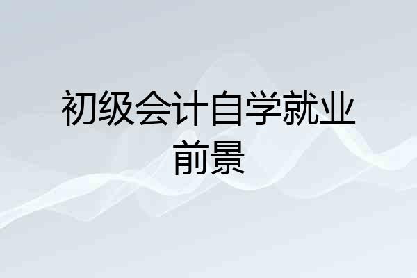 初级会计自学就业前景