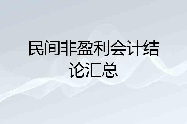 民间非盈利会计结论汇总
