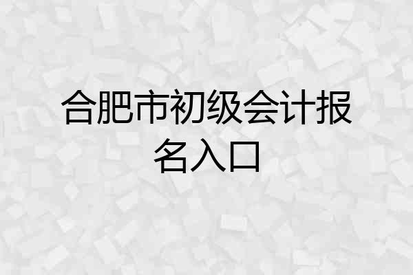 合肥市初级会计报名入口