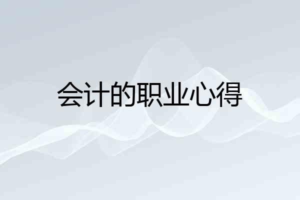 会计的职业心得