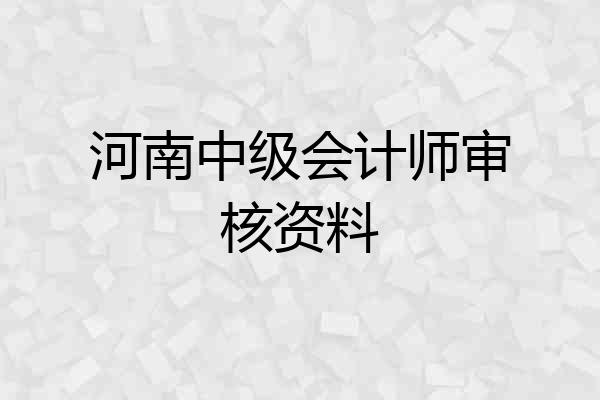 河南中级会计师审核资料