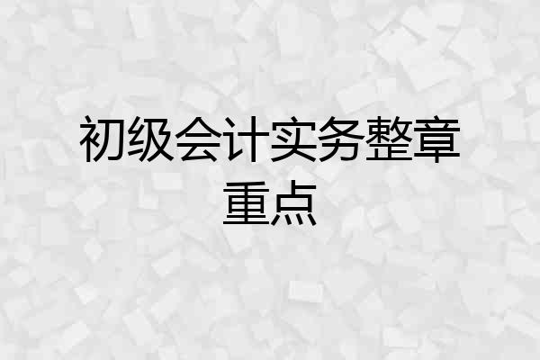 初级会计实务整章重点