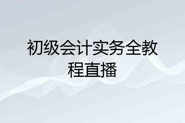 初级会计实务全教程直播