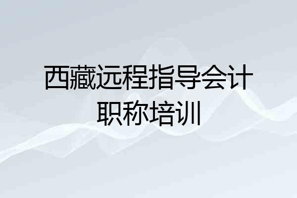西藏远程指导会计职称培训