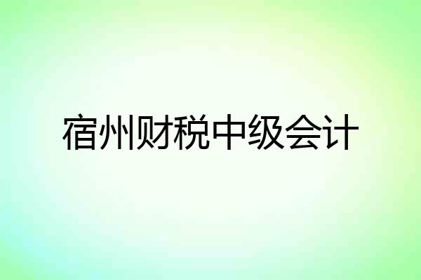 宿州财税中级会计