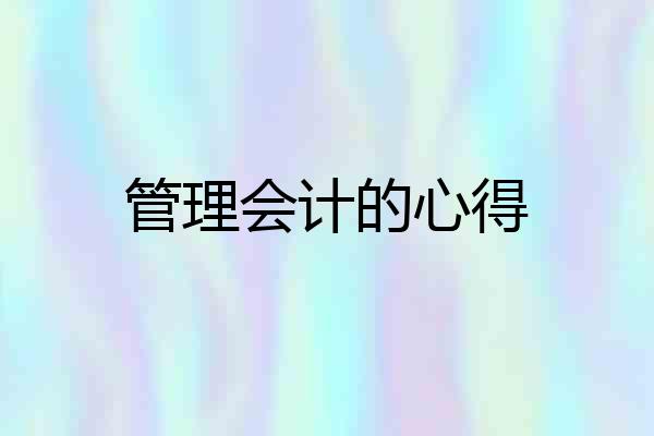 管理会计的心得