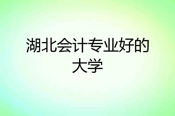 湖北会计专业好的大学