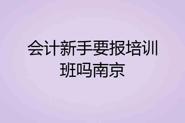 会计新手要报培训班吗南京