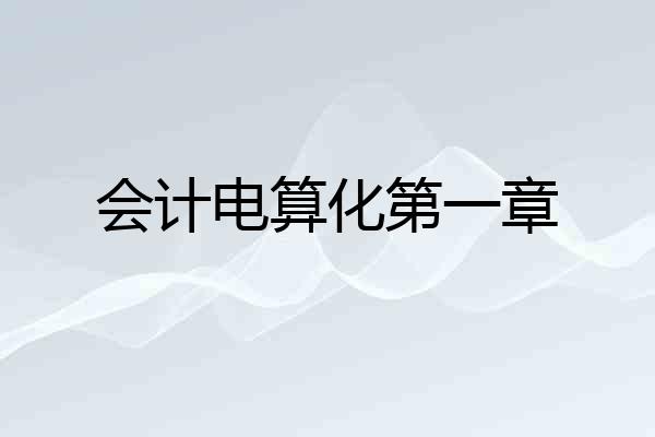 会计电算化第一章