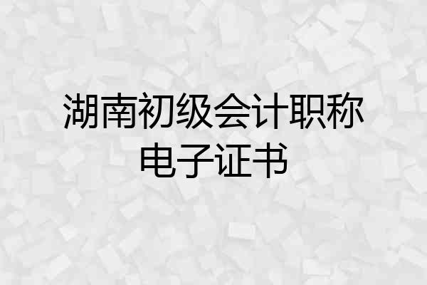 湖南初级会计职称电子证书