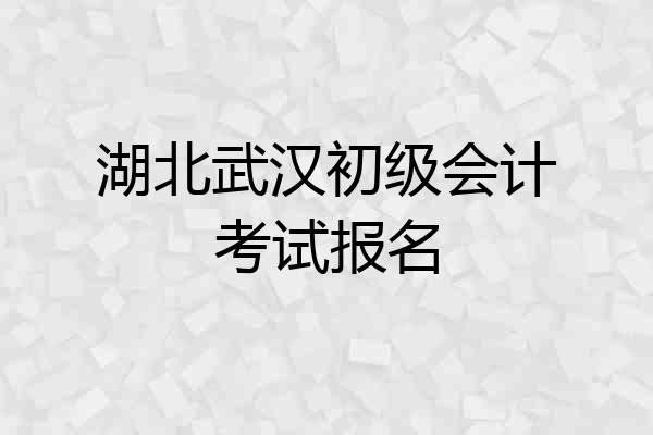 湖北武汉初级会计考试报名