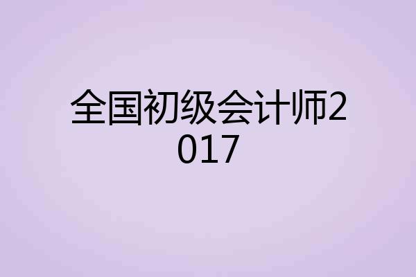 全国初级会计师2017