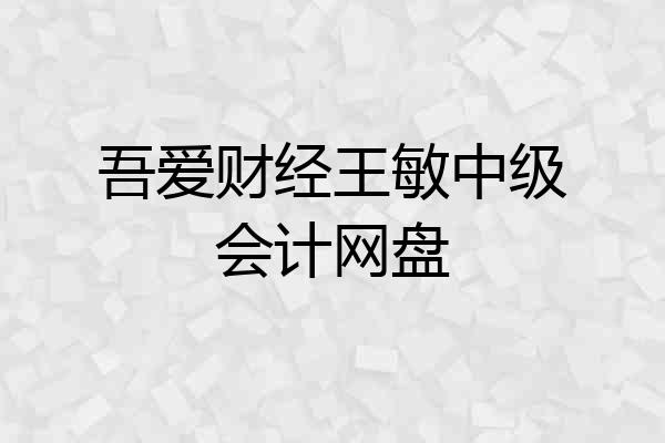 吾爱财经王敏中级会计网盘