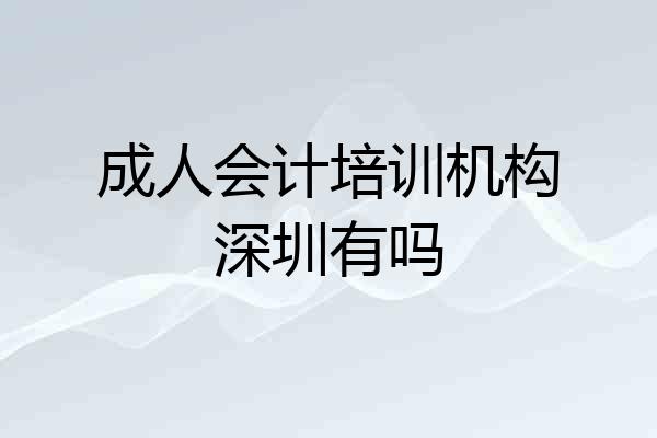 成人会计培训机构深圳有吗