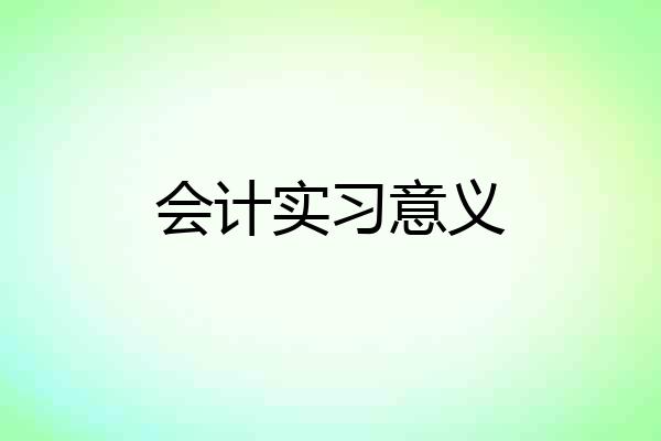 会计实习意义