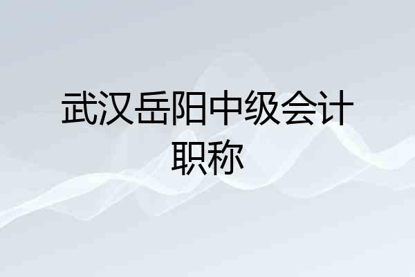 武汉岳阳中级会计职称