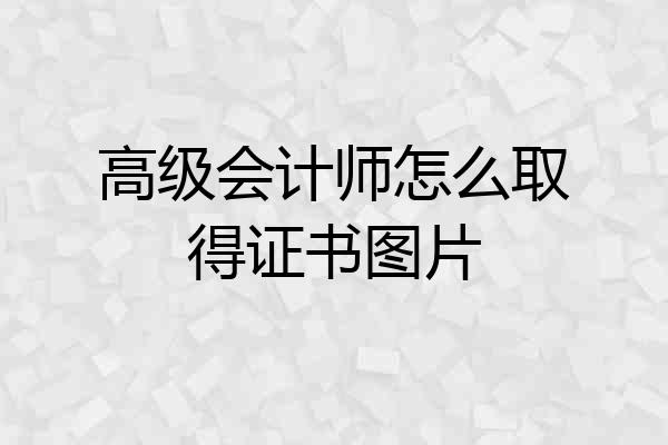 高级会计师怎么取得证书图片