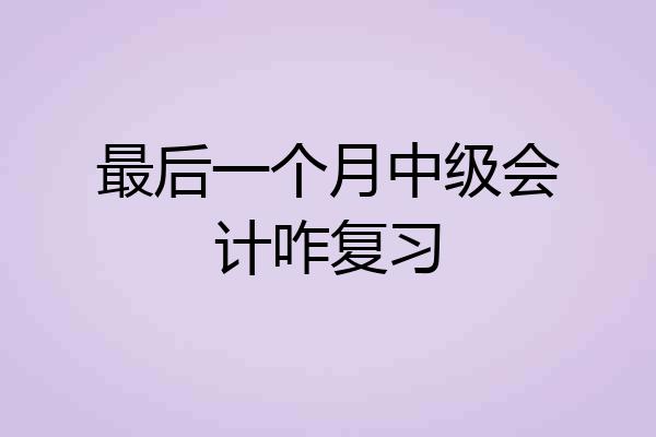 最后一个月中级会计咋复习