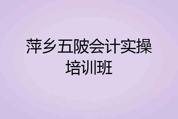 萍乡五陂会计实操培训班