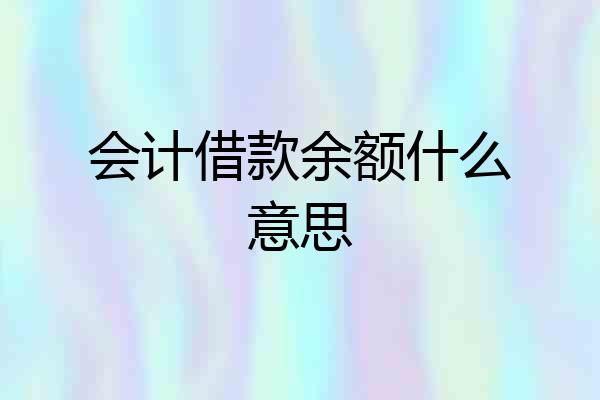 会计借款余额什么意思