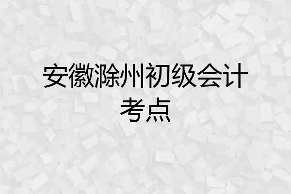 安徽滁州初级会计考点