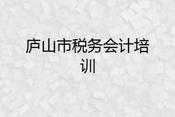 庐山市税务会计培训
