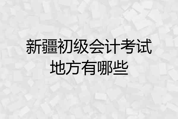 新疆初级会计考试地方有哪些