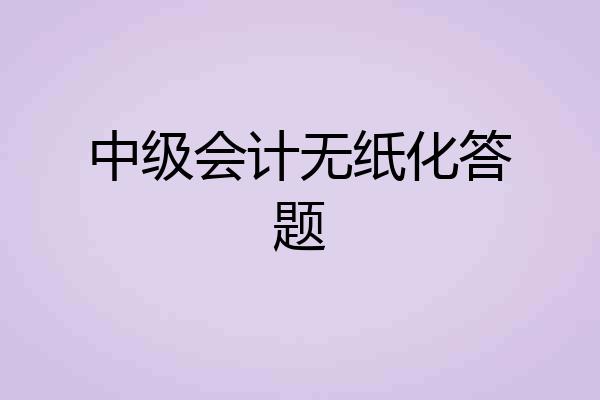 中级会计无纸化答题
